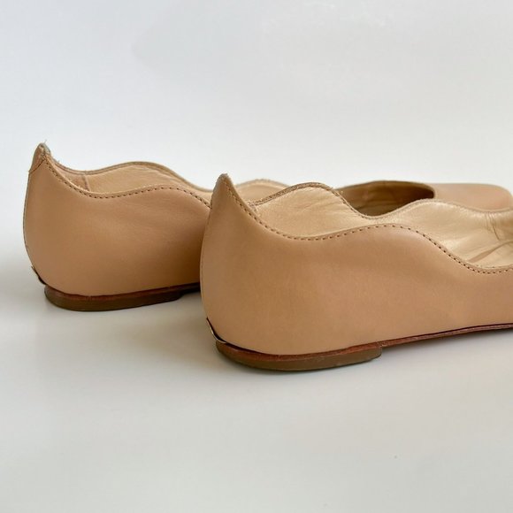 Loeffler Randall Milla Nude Scallop Pointed Toe Leather Flats - Picture 5 of 9